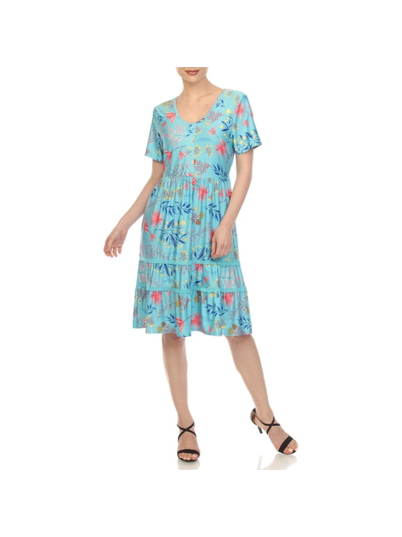 Floral High Waist Tiered Dress (Women's & Women's Plus)