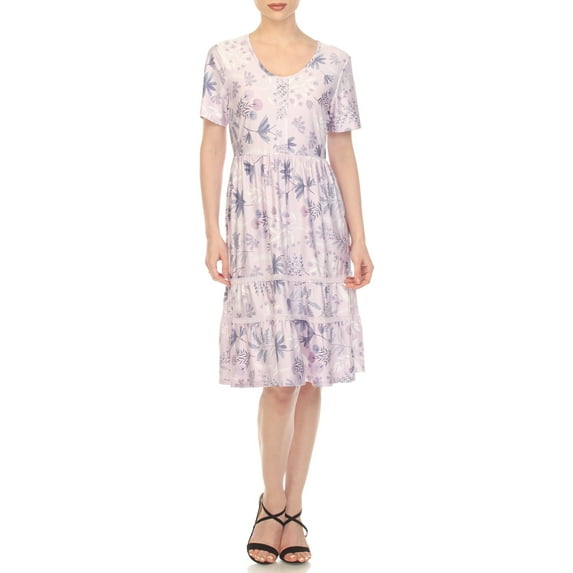 White Mark Floral High Waist Tiered Dress (Women's & Women's Plus)