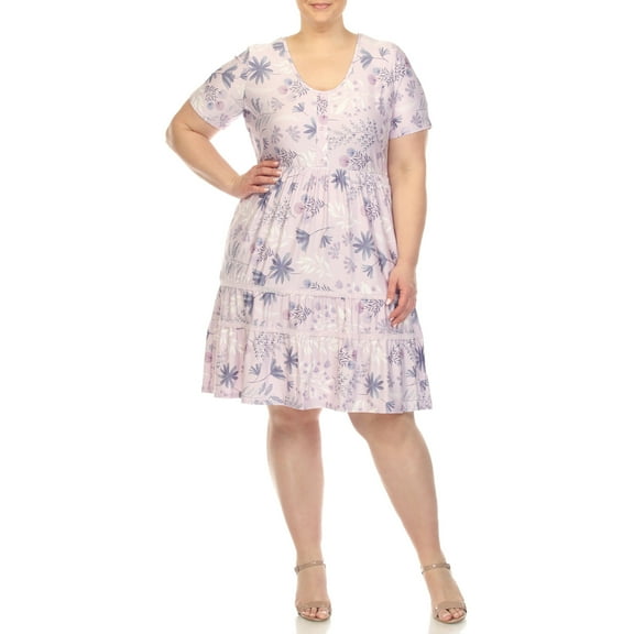 White Mark Floral High Waist Tiered Dress (Women's & Women's Plus)