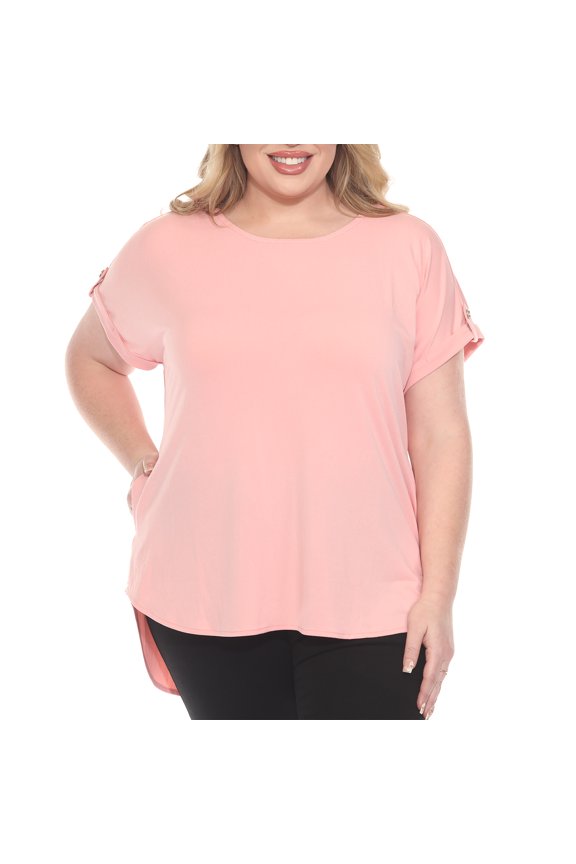 Folded Short Sleeve Solid Top (Women's Plus)
