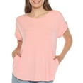 thumbnail image 1 of White Mark Folded Short Sleeve Solid Top (Women's), 1 of 6
