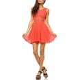 thumbnail image 1 of White Mark Juniors' Crochet Fit And Flare Mini Dress, 1 of 3