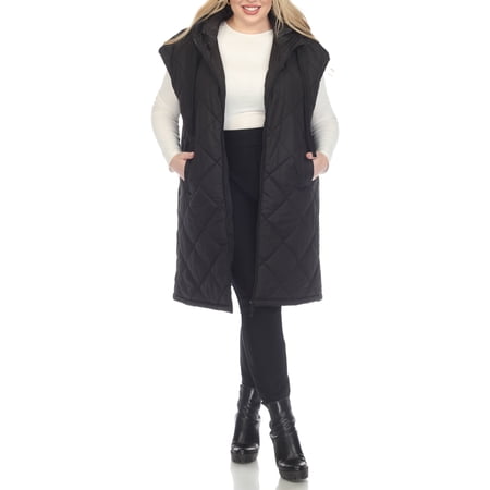 White Mark Long Hooded Puffer Vest (Women's & Women's Plus)