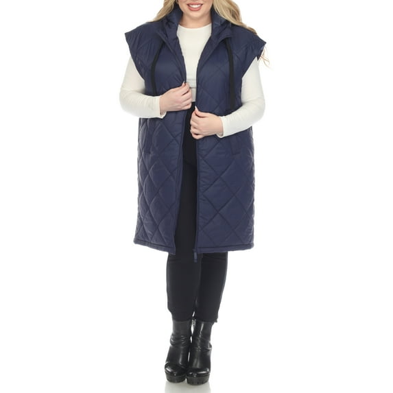 White Mark Long Hooded Puffer Vest (Women's & Women's Plus)