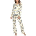 thumbnail image 1 of White Mark Long Sleeve Lemon Pajama Set, 2-Piece, Small-XL (Women's), 1 of 6