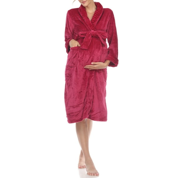 White Mark Long Sleeve Maternity Robe (Maternity & Maternity Plus)