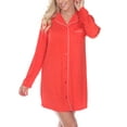 thumbnail image 1 of White Mark Long Sleeve Sleepshirt Nightgown Women's Polyester Notch Collar Size 1X, 1 of 10