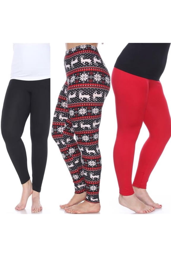 PACK 152 Women Plus Size Leggings - Pack of 3, Black