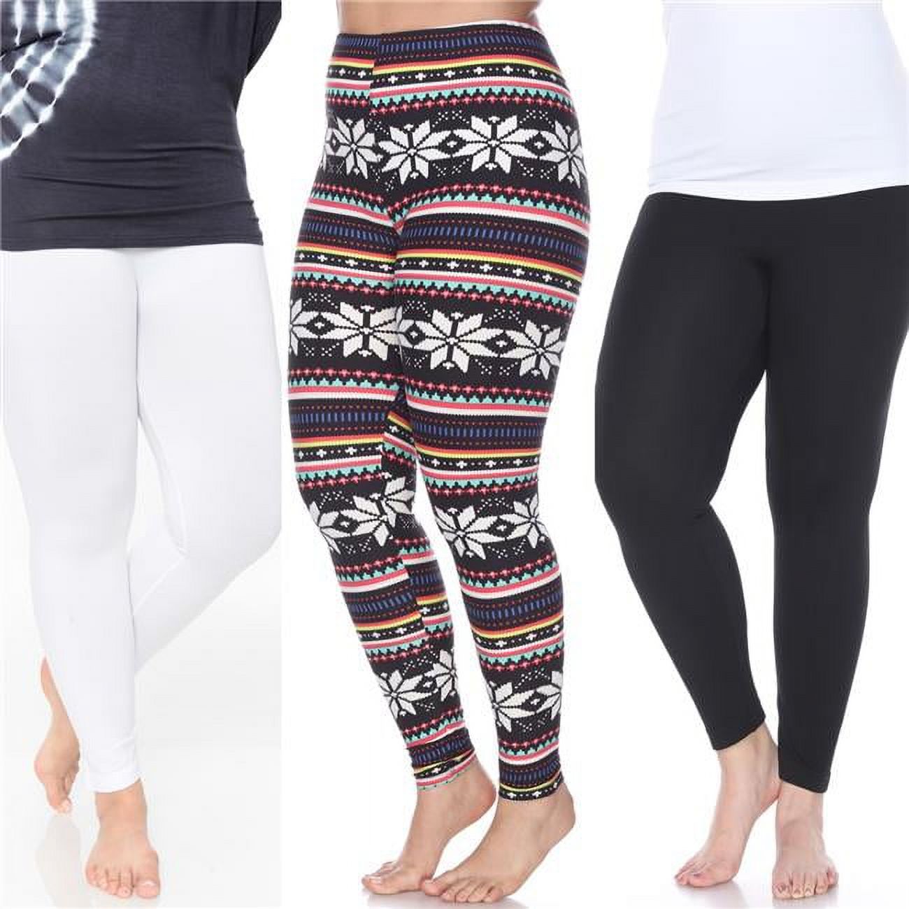 White Mark  Women Plus Size Leggings - Pack of 3, Black - image 1 of 6