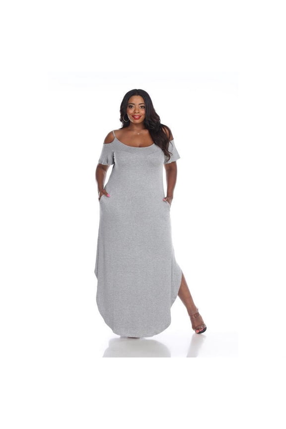 PS3101-10-1XL Plus Size Lexi Maxi Dress, Heather Grey - 1XL
