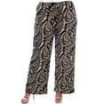 thumbnail image 1 of White Mark Plus Size Black & Brown Paisley Printed Palazzo Pants, 1 of 5