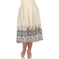 thumbnail image 1 of White Mark Plus Size Border Print Pleated Midi Skirt, 1 of 6