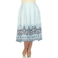 thumbnail image 1 of White Mark Plus Size Border Print Pleated Midi Skirt, 1 of 6
