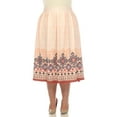 thumbnail image 1 of White Mark Plus Size Border Print Pleated Midi Skirt, 1 of 6