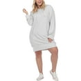 thumbnail image 1 of White Mark Plus Size Hooded Pullover Kangaroo Pocket Fleeced Textured Cozy Sweatshirt Dress, 1 of 5