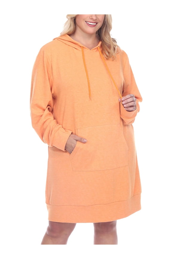 Plus Size Hooded Pullover Kangaroo Pocket Fleeced Textured Cozy Sweatshirt Dress