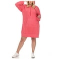 thumbnail image 1 of White Mark Plus Size Hooded Pullover Kangaroo Pocket Fleeced Textured Cozy Sweatshirt Dress, 1 of 5
