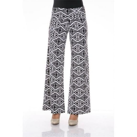 White Mark Printed Palazzo Pants, 110-Black White Aztec - Medium