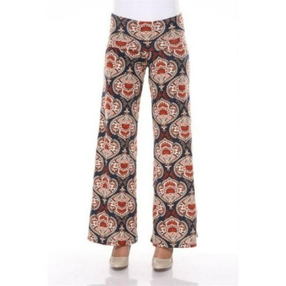 White Mark Printed Palazzo Pants, 119-Ornage & Navy - Small