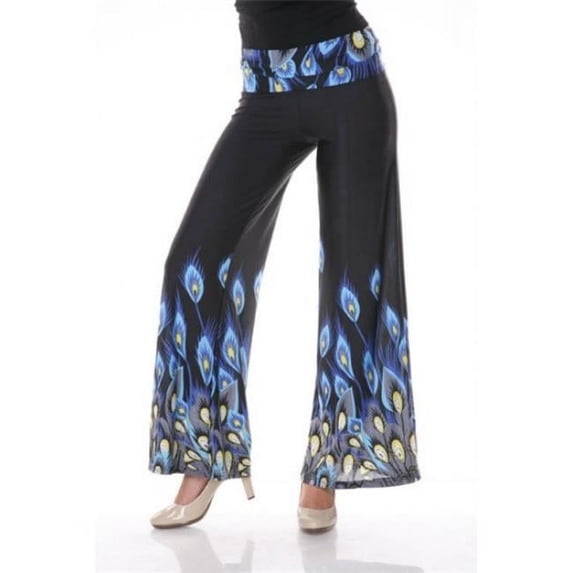 White Mark Printed Palazzo Pants, 107-Royal Peacock - Medium