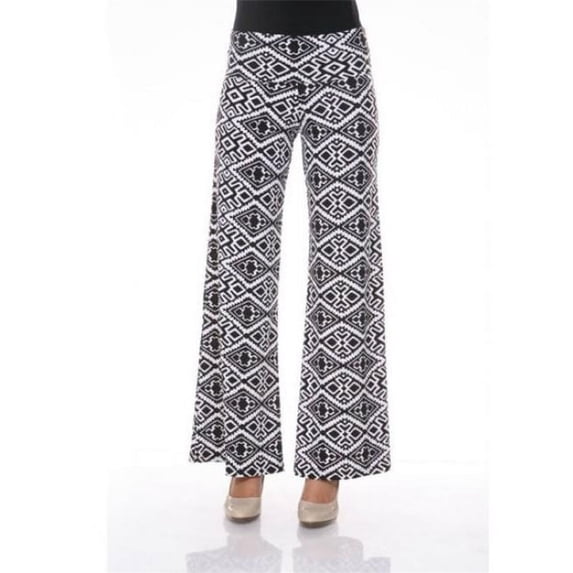 White Mark Printed Palazzo Pants, 110-Black White Aztec - Medium