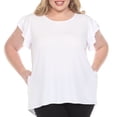 thumbnail image 1 of White Mark Ruffle Sleeve Solid Top (Women's Plus), 1 of 6