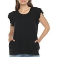 thumbnail image 1 of White Mark Ruffle Sleeve Solid Top (Women's), 1 of 6