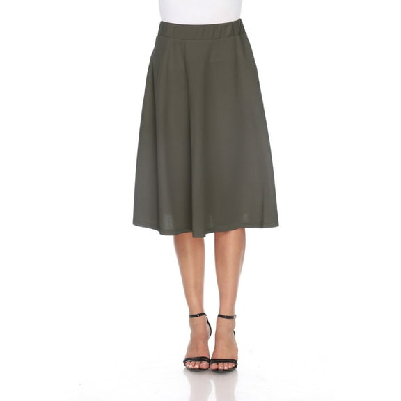 White Mark Saya Flare Skirt Womens High Waist A-Line with Pockets Size X