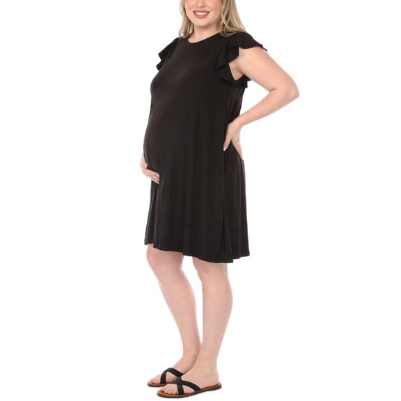 White Mark Scoop Neck Flutter Sleeve Maternity Dress (Women's)