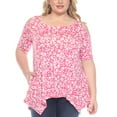 thumbnail image 1 of White Mark Short Sleeve Cold Shoulder Leopard Print Tunic Top, Women's Plus, 1X-3X, 1 of 6