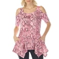 thumbnail image 1 of White Mark Short Sleeve Cold Shoulder Snake Print Tunic Top, Women's, S-XL, 1 of 6