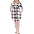 thumbnail image 1 of White Mark Short Sleeve Plaid Button-Down Dress, Women's Plus, 1X-3X, 1 of 6