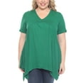 thumbnail image 1 of White Mark Short Sleeve Shirred Front Knit Tunic Top with Pockets, Women's Plus, 1X-3X, 1 of 6