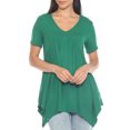 thumbnail image 1 of White Mark Short Sleeve Shirred Front Knit Tunic Top with Pockets, Women's, S-XL, 1 of 6