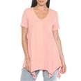 thumbnail image 1 of White Mark Short Sleeve Shirred Front Knit Tunic Top with Pockets, Women's, S-XL, 1 of 6