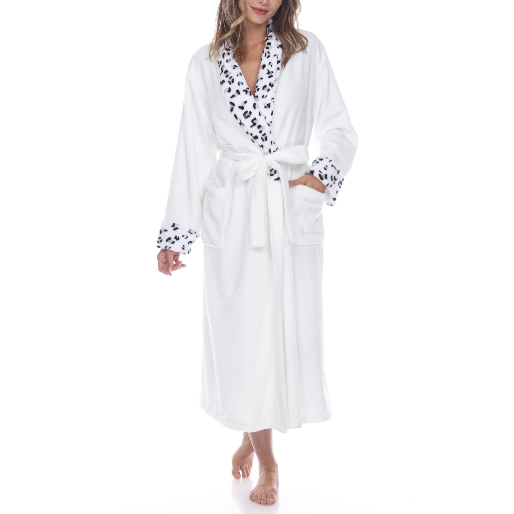 White Mark Soft Long Sleeve Plush Robe (Women's & Women's Plus ...