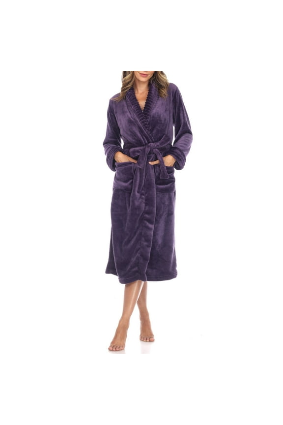 Soft Long Sleeve Plush Robe (Women's & Women's Plus)