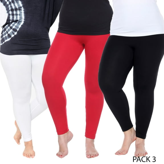 White Mark Women's Pack of 3: Women's Plus Size Leggings