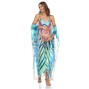 AUSTIN GAVIN Women Plus Size Sheer Maxi Caftan Tunic Top, Light Blue - One Size