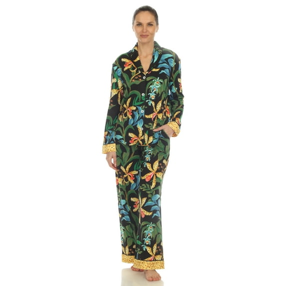 White Mark Women's 2-PC Wildflower Print Pajama Set