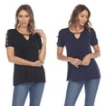 thumbnail image 1 of White Mark Women's 2-Pack Black Keyhole Neck Top, 1 of 2