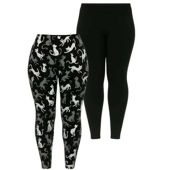 White Mark Women’s 2-Pack Halloween Cat Leggings