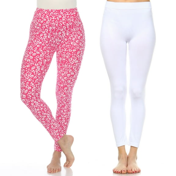 White Mark Women's 2 Pack of Leopard Printed Leggings