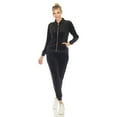 thumbnail image 1 of White Mark Women's 2-Piece Velour Long Sleeve Tracksuit Set with Faux Leather Stripe, 1 of 12