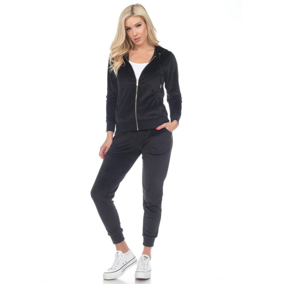 White Mark Women's 2 Piece Velour Tracksuit Set