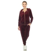 WHITE MARK FASHION White Mark Women's 2 Piece Velour Tracksuit Set