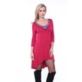 thumbnail image 1 of White Mark Women's 3/4 Sleeve Sol Soft Embellished Tunic, 1 of 4