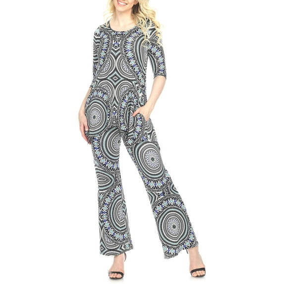 White Mark Women's 3/4 Sleeve Tunic and Palazzo Pant Set