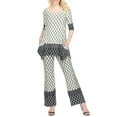 thumbnail image 1 of White Mark Women's 3/4 Sleeve Tunic and Palazzo Pant Set, 1 of 5