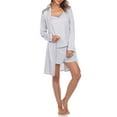 thumbnail image 1 of White Mark Women's 3 Piece Striped Pajama & Robe Set, 1 of 6